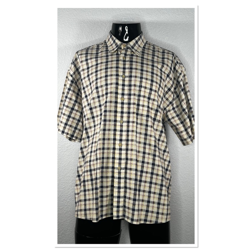 Munsingwear 100% Cotton Plaid Short Sleeve Button Down Men’s Shirt Sz XXL